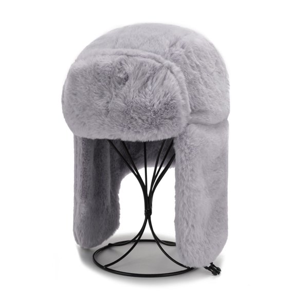 Winter Trapper Hat for Mens Womens Thick Fuzzy Fleece Warm Russian Bomber Cap Ear Flaps Outdoor Ski Headwear