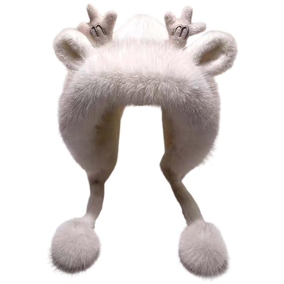 Winter Trapper Hat with Soft Knitted Deer Design and Cozy Pompon for Cold Weather