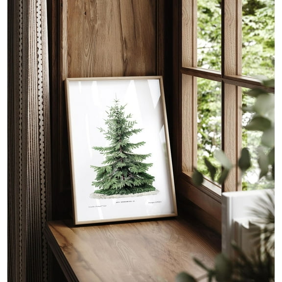 Winter Tree Poster, Rustic Winter Decor, Farmhouse Winter Wall Art, Decoration, Winter Evergreen Tree568, Unframed Canvas Size 8x12