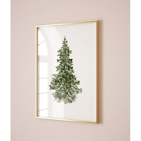 Winter Tree Poster, Simplistic Winter Posters, Seasonal Pine Tree Art, Evergreen Fir Tree, Simple Art Poster, Wall Art for Decor, Present, Poster Only