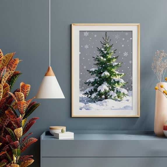 Winter Tree Print, Snowy Winter Pine Forest UNFRAMED Poster, Wall Art ...
