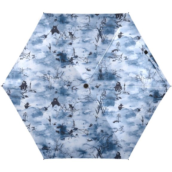 Winter Tree Umbrellas for Sun Auto Open Close UV50+ Waterproof 5-Fold Compact Fiberglass Frame