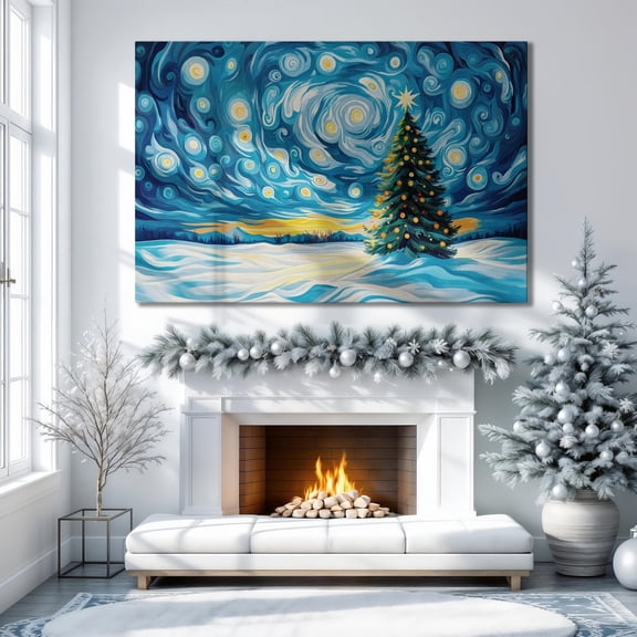 Winter Tree Winter Landscape Wall Art Swirling Sky Poster Magic Poster Festive Decor Winter Gift Ready To Hang, Unframed Poster Size 8x12