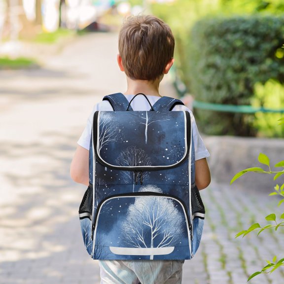 Winter Trees Backpack Big Laptop Backpack Casual Daypack Quilted Large Capacity Large Bookbags