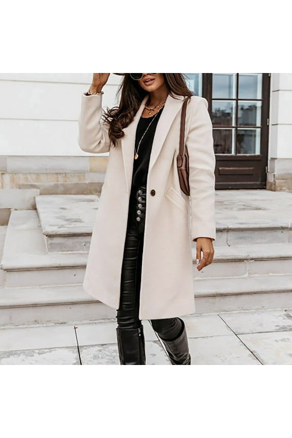 Winter Trench Coats for Women Long Windbreaker with Belt Double Breasted Wool Overcoats with Pockets