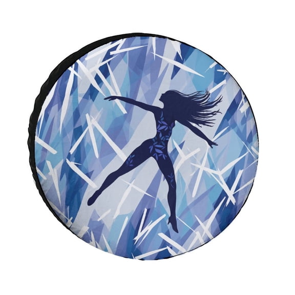 Winter Tumbling Camping Spare Tire Cover Gymnast Silhouette Weatherproof Universal Wheel Protectors Universal Fit for Trailer SUV Truck Camper Travel Trailer 14inch