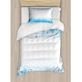 thumbnail image 1 of Winter Twin Size Duvet Cover Set, Abstract Ornaments Snowflakes Cold Weather Season Frozen Water Illustration, Decorative 2 Piece Bedding Set with 1 Pillow Sham, Sky Blue White, by Ambesonne, 1 of 3