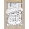 thumbnail image 1 of Winter Twin Size Duvet Cover Set, Winter Tree without Leaves Nature Theme Delicate Branches Pattern Japanese Style, Decorative 2 Piece Bedding Set with 1 Pillow Sham, White Black, by Ambesonne, 1 of 3