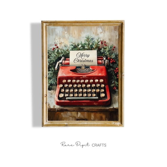 Winter Typewriter Art Poster Retro Decor Warm Present Vintage UNFRAMED Poster Size 12x18