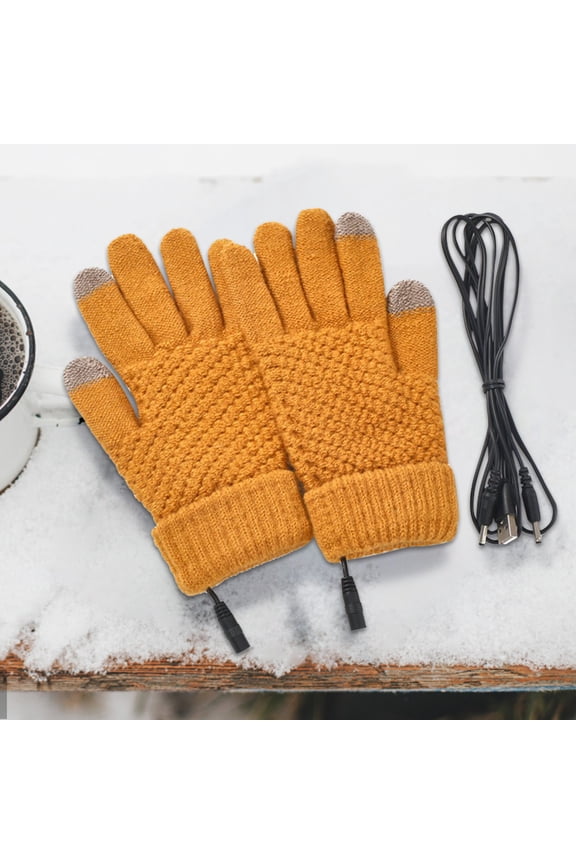 Winter USB Heated Gloves, Electric Warm Plush Gloves for Mobile, Computer, Typing, Gaming, Soft Wool, Full & Half Finger, Back Hand Heating