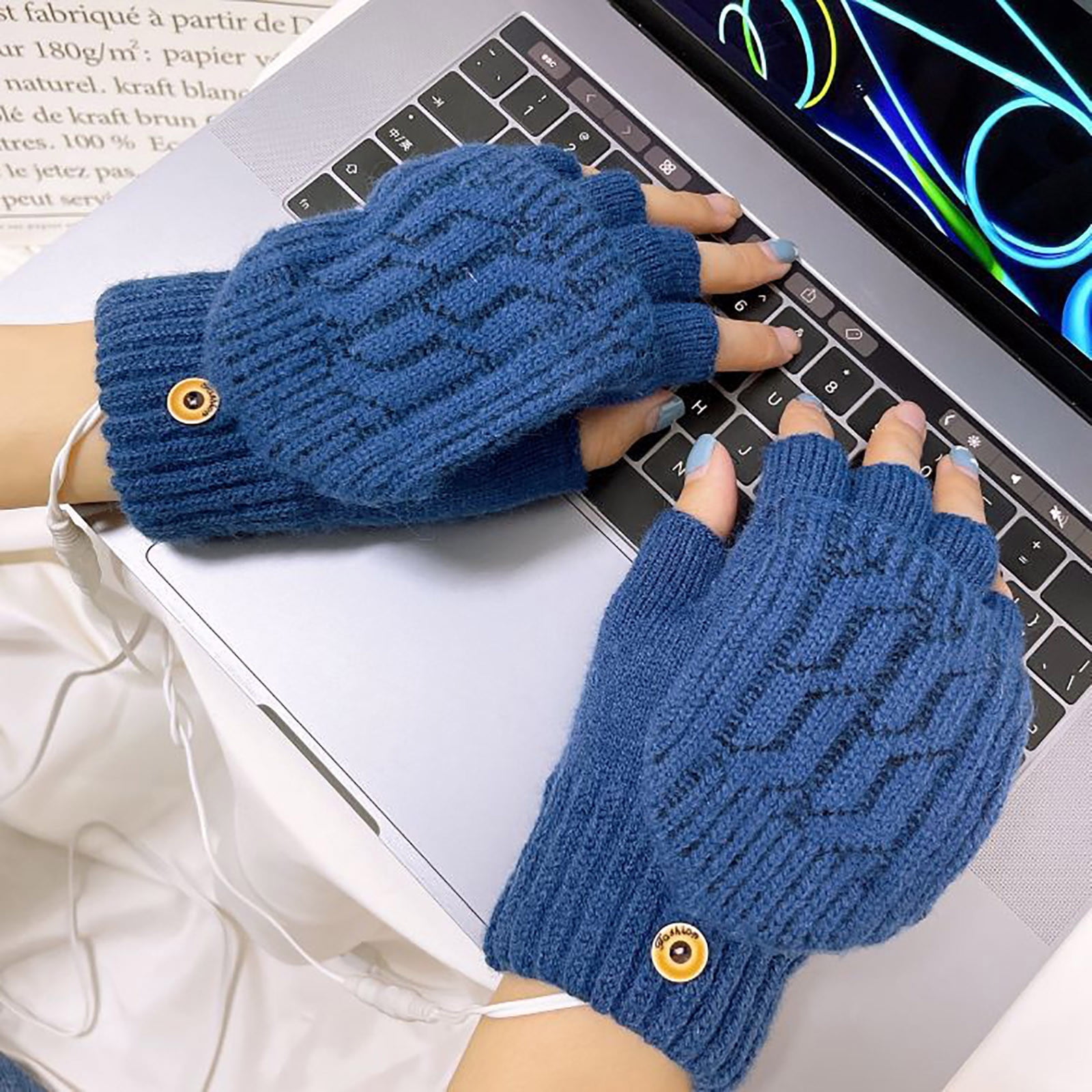 Winter USB Heated Gloves, Electric Warm Plush Gloves for Mobile ...