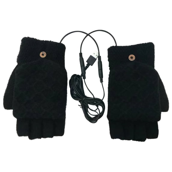 Winter USB Heated Gloves Fingerless USB Hand Warmer Electric Hand Warming Gloves with Button Heated Mittens