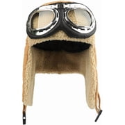 Winter Unisex Bomber Hats Earflap Faux Fur Hat Goggles Trapper Pilot Hat Fleece Thermal Snow Caps