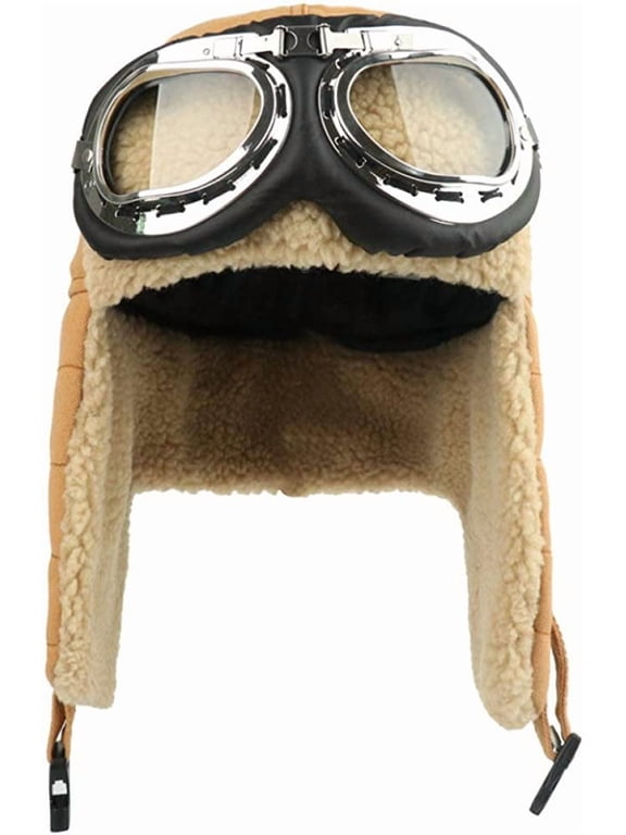 Winter Unisex Bomber Hats Earflap Faux Fur Hat Goggles Trapper Pilot Hat Fleece Thermal Snow Caps