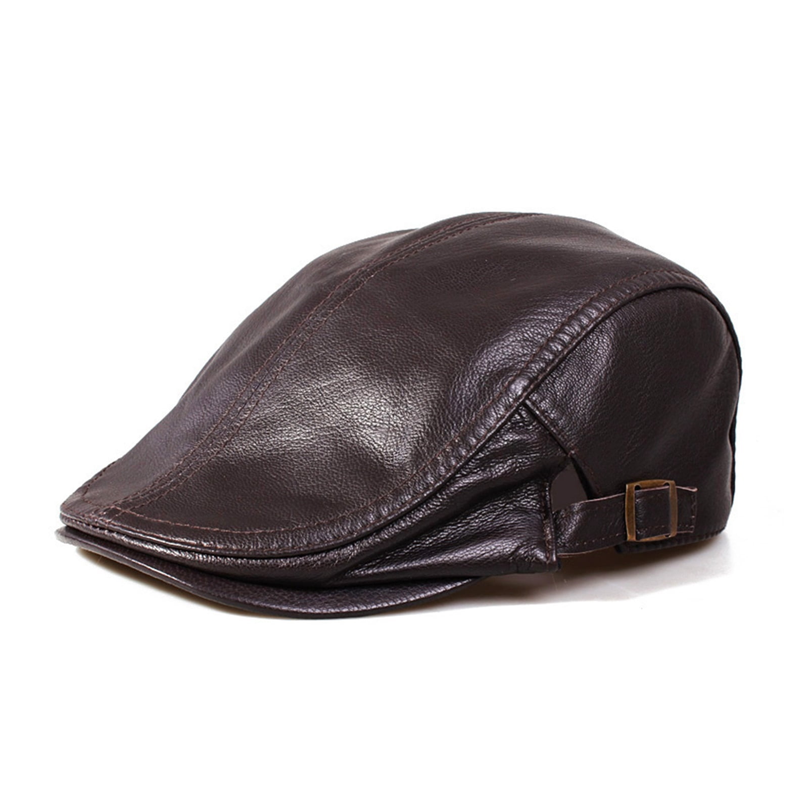 Winter Unisex Genuine Leather Thin Berets Hats For Men/Women Leisure Black/Brown Fitted Bonnet ,Classic Design
