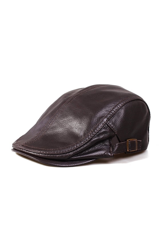 Winter Unisex Genuine Leather Thin Berets Hats For Men/Women Leisure Black/Brown Fitted Bonnet ,Soft Feel