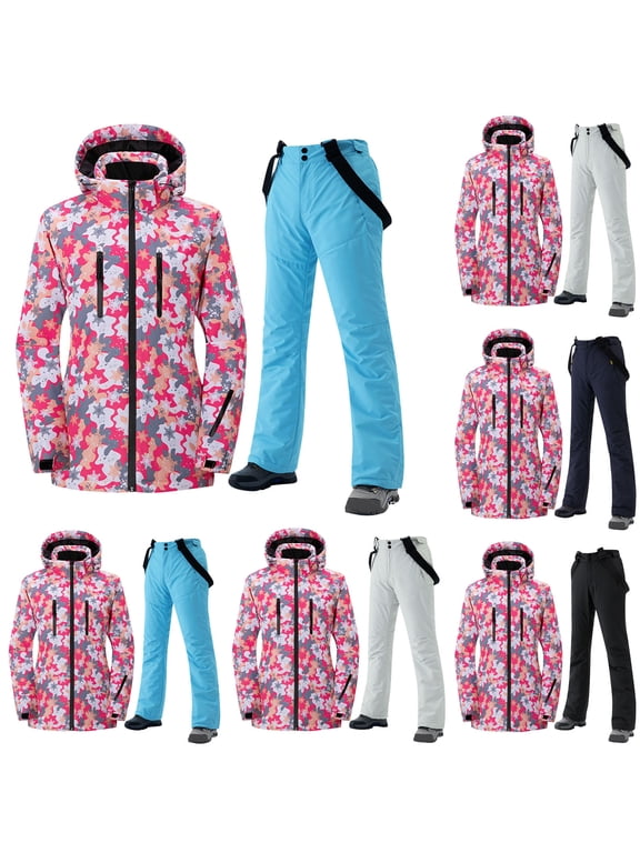 Winter Unisex Gradient Ski Suit Sets Women Men Windproof Waterproof Thickened Velvet Warm Thermal Snowboard Skiwear Jumpsuit for Outdoor Sport Skiing