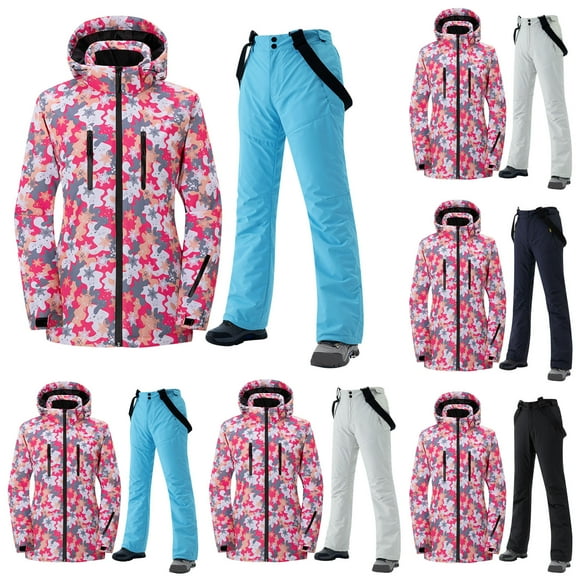 Winter Unisex Gradient Ski Suit Sets Women Men Windproof Waterproof Thickened Velvet Warm Thermal Snowboard Skiwear Jumpsuit for Outdoor Sport Skiing