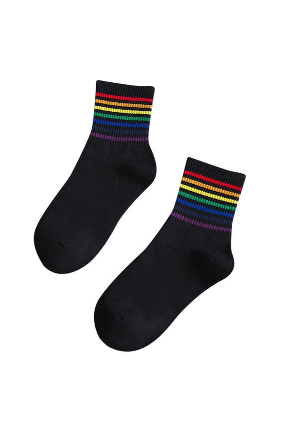 Winter Unisex Rainbow Socks LGBT Athletic Novelty Ankle Striped Crew Sock for Men and Women Fashion Warm Chrismas 1 Pairs