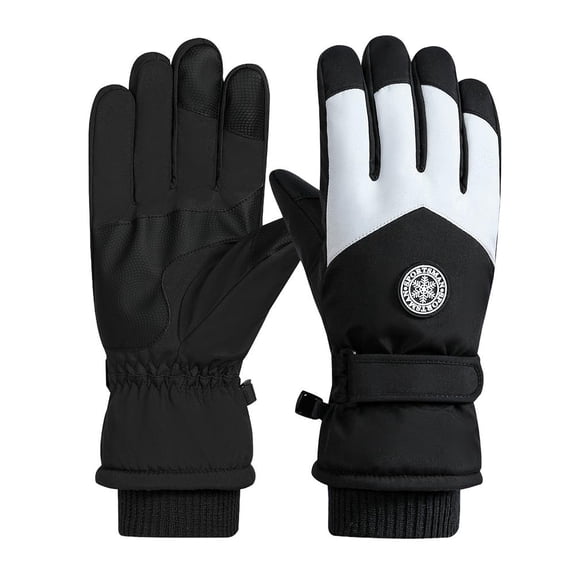 Winter Unisex Snowboard Ski Gloves PU Leather Screen Waterproof Snow Warm Motorcycle Fleece Cycling Gloves