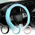 thumbnail image 1 of Winter Universal Sparkly Diamond Car Steering Wheel Cover – Elastic Fit Without Inner Ring, Non-Slip Glitter Grip, Full Bling Rhinestone Design, Fits Most Cars – Pink, Sky Blue, 1 of 4