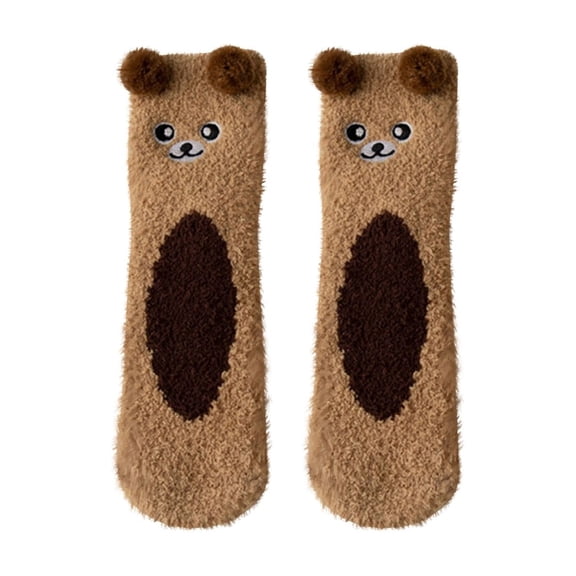 Winter Velvet Socks for Women,Thickened Lambskin Socks,Women's Winter Warm Postpartum Socks,Carpet Socks,Thickened Cake Socks Animal Series Floor Socks With Letter Glue The Sole