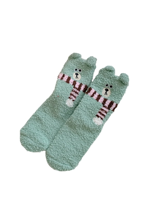 Winter Velvet Socks for Women,Thickened Lambskin Socks,Women's Winter Warm Postpartum Socks,Carpet Socks,Thickened Cake Socks Animal Series Floor Socks With Letter Glue The Sole