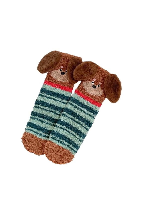 Winter Velvet Socks for Women,Thickened Lambskin Socks,Women's Winter Warm Postpartum Socks,Carpet Socks,Thickened Cake Socks Animal Series Floor Socks With Letter Glue The Sole