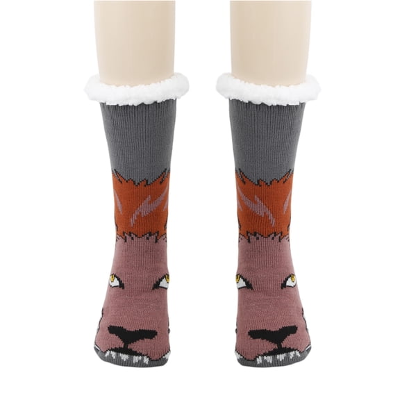 Winter Velvet Socks for Women,Thickened Lambskin Socks,Women's Winter Warm Postpartum Socks,Carpet Socks,Thickened Cake Socks Animal Series Floor Socks With Letter Glue The Sole