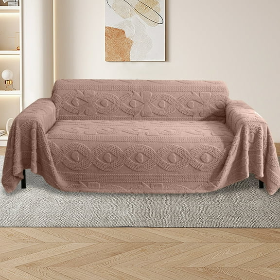 Winter Velvet Sofa Cover All-Inclusive 71x35.5Inch - Warm Pink Couch Protector, Multi-Use Blanket for Living Room | Machine Washable, Holiday Gift​​