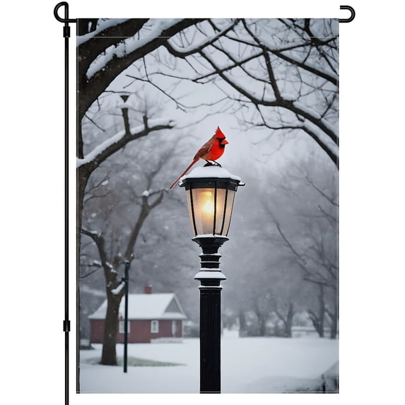 Winter Versatile Garden Flag for Outdoor Street Lamp Winter Block Washable House Decor Snowy Scene Yard Flag for Front Door Porch Backyard Garden Balcony Decoration (28x40 Inches)
