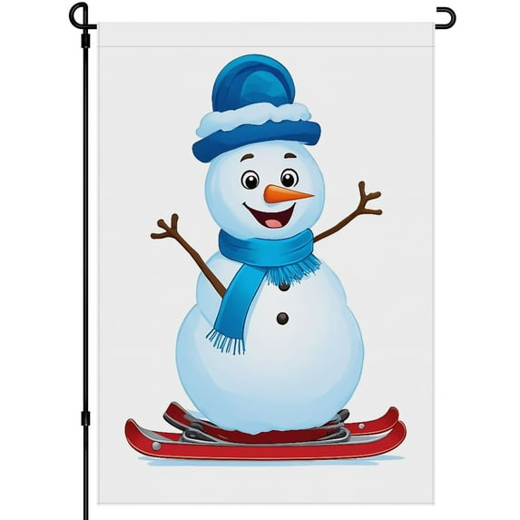 Winter Versatile Garden Flags for Balcony Yard Outdoor Porch Backyard, Cute Cartoon Happy Snowman Garden Flags for Outdoor Double Colored Washable Durable House Decor 28x40inch
