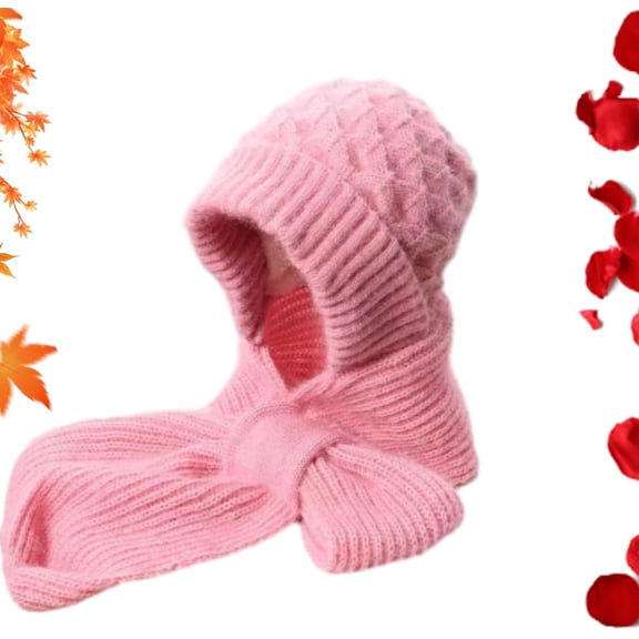 Winter Versatile Knitted Hooded Scarf for Women, Integrated Ear Protection Windproof Cap Scarf,Warm Ear Protection Knitted Hat for Women,Stretchy Knitted Scarf Hat