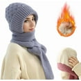 thumbnail image 1 of Winter Versatile Knitted Hooded Scarf For Women,Stylish, Versatile, And Available In Multiple Colors All-In-One Beanie And Scarf With Fleece Lining For Windproof Warmth, 1 of 8