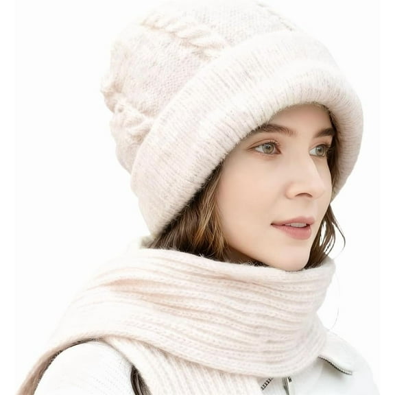 Winter Versatile Knitted Hooded Scarf for Women, 2-In-1 Knitted Hooded Scarf, Warm Shawl Wrap Head Scarves Pullover Hat