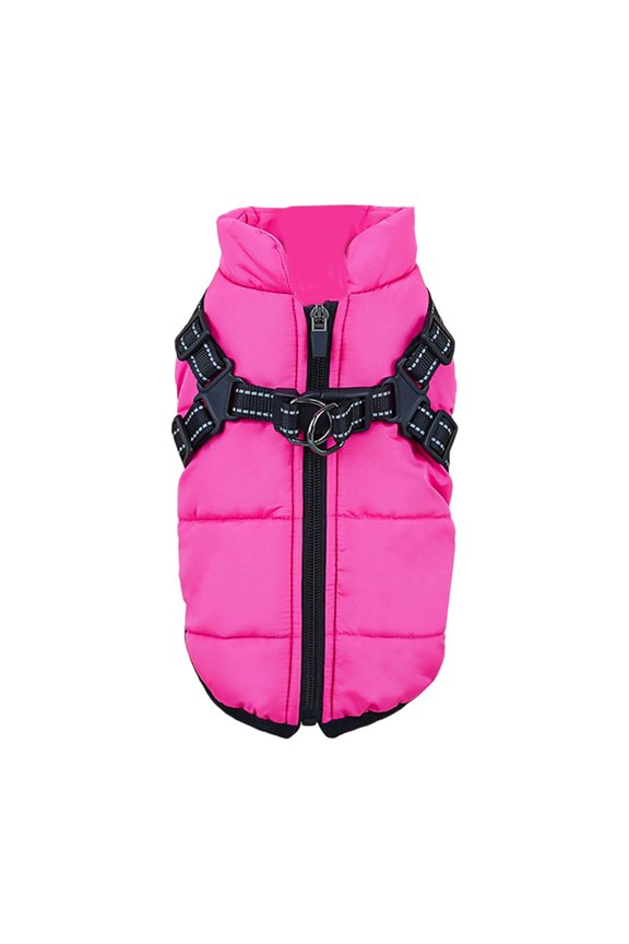 Winter Vest with Integrated Harness for Dogs and Cats Insulated Windproof Jacket for Cold Weather Outdoor Wear Pet Apparel