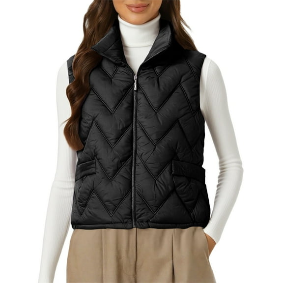Winter Vest, Yigetop Women's Winter Lightweight Sleeveless Cotton Vest Jacket with Down insulation Vest Women's Puffer Vest Black 4XL