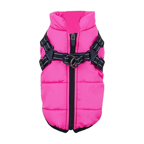 Winter Vest with Integrated Harness for Cold Weather Outdoor Apparel for Dogs and Cats in Winter Windproof and Cozy