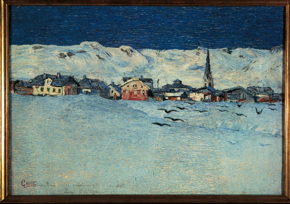 Winter View Of Savognino (Savognino Under The Snow) Canvas Art - (24 x 18)