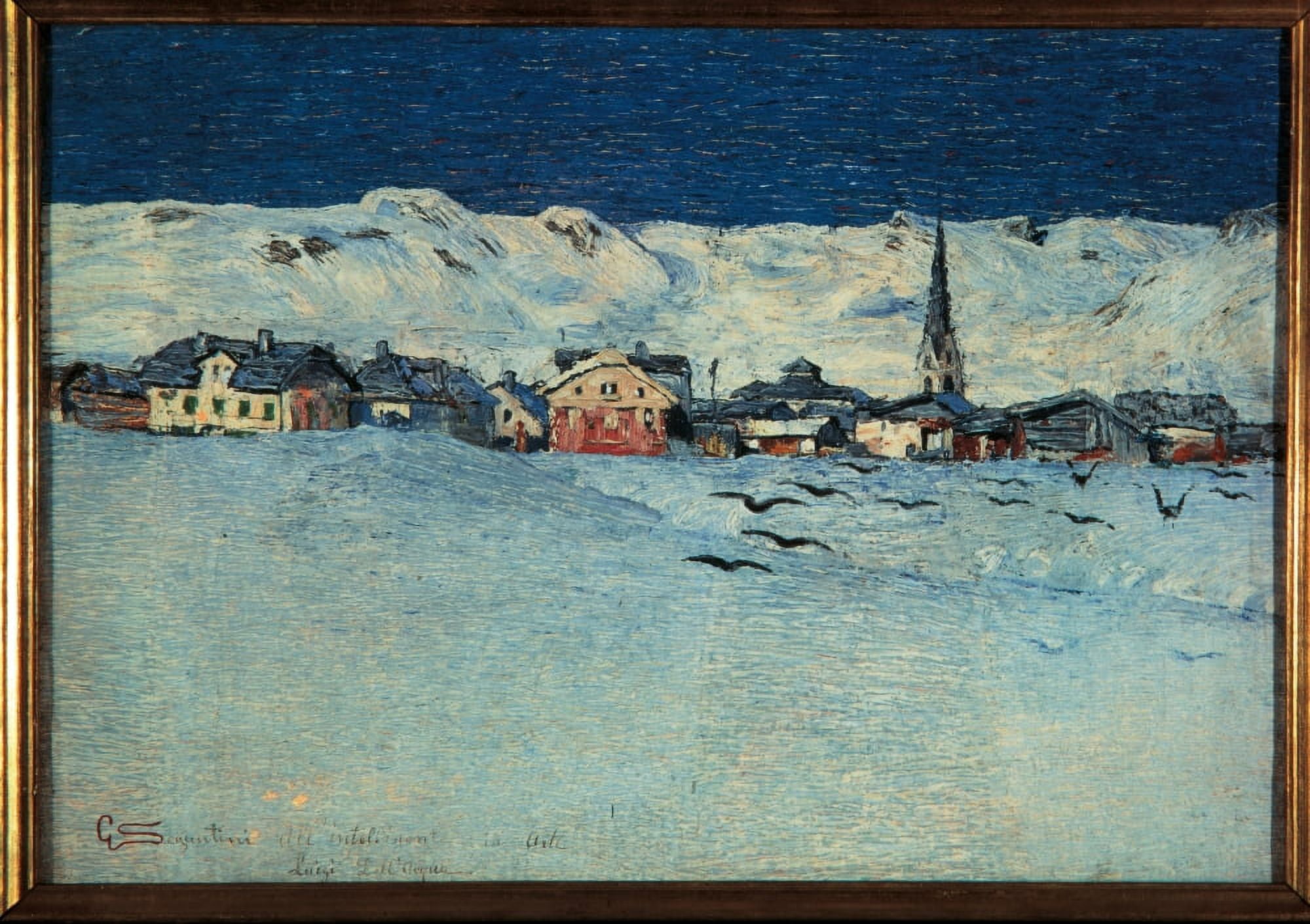 Winter View Of Savognino (Savognino Under The Snow) Canvas Art -  (36 x 24)