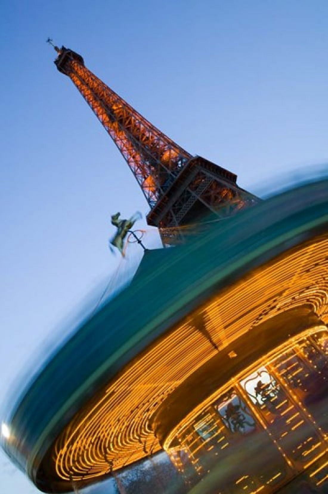 Winter View of the Eiffel Tower and Carousel Canvas Art - Walter Bibikow DanitaDelimont (18 x 26)