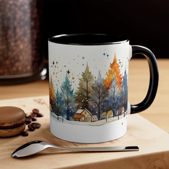 Winter Village Coffee Mug: Snowy Cottage Holiday Scene