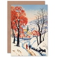 thumbnail image 1 of Winter Village Snow Sunshine for Him or Her Man Woman Birthday Thank You Get Well Soon Blank Art Greeting Card, 1 of 3