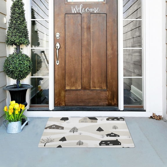 Winter Village Outdoor Doormats NonSlip Bath Rugs Absorbent Muddy Dirt Resist Door Mats 32''x20''
