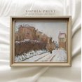 Winter Villager Wall Art Print, Snowy Village Road Countryside Decor ...