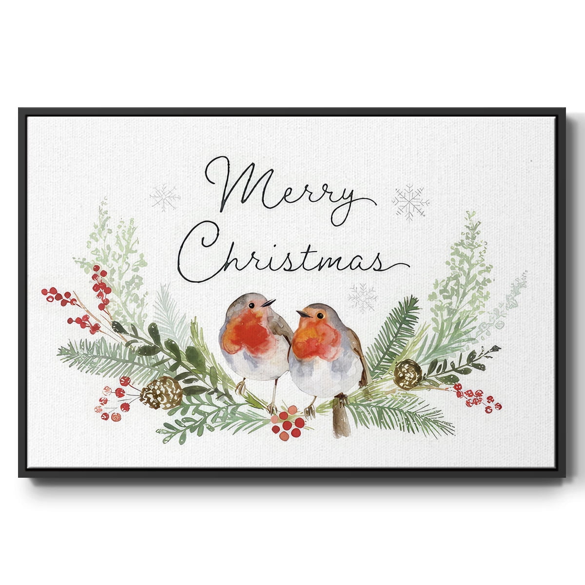 Winter Visitor Collection A - Framed Gallery Wrapped Holiday Canvas - 17 x 25 - Black Frame