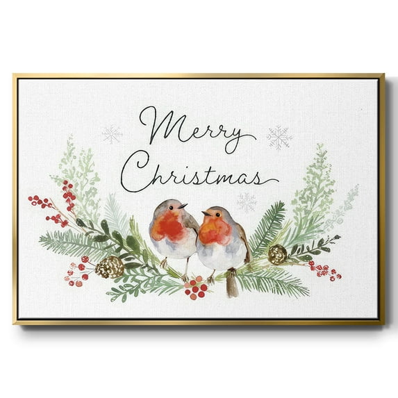 Winter Visitor Collection A - Framed Gallery Wrapped Holiday Canvas - 17 x 25 - Gold Frame