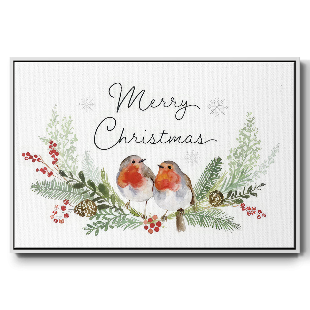 Winter Visitor Collection A - Framed Gallery Wrapped Holiday Canvas - 17 x 25 - White Frame