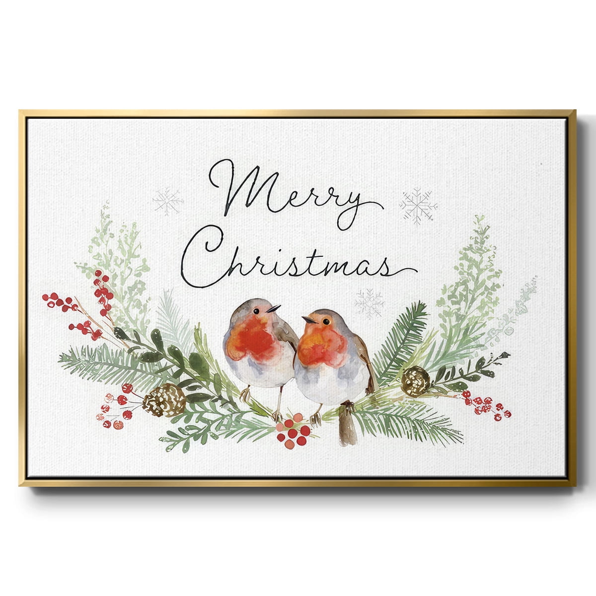 Winter Visitor Collection A - Framed Gallery Wrapped Holiday Canvas - 25 x 37 - Gold Frame