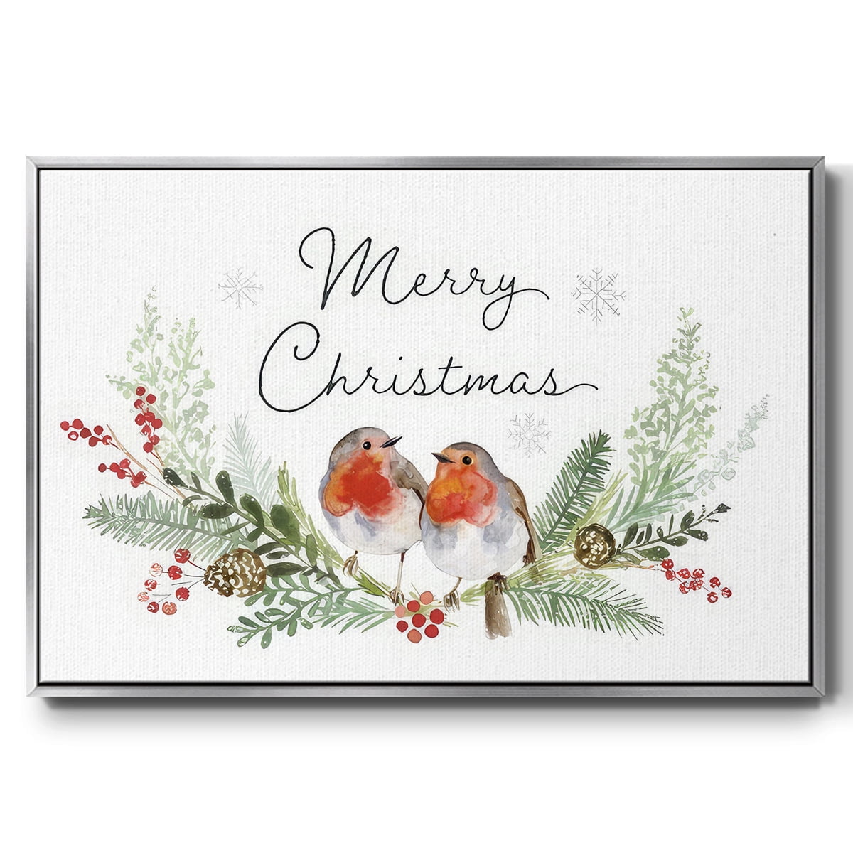 Winter Visitor Collection A - Framed Gallery Wrapped Holiday Canvas - 25 x 37 - Silver Frame